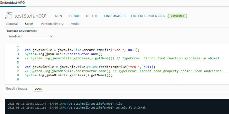 vmware aria automation action with type castings of java data types