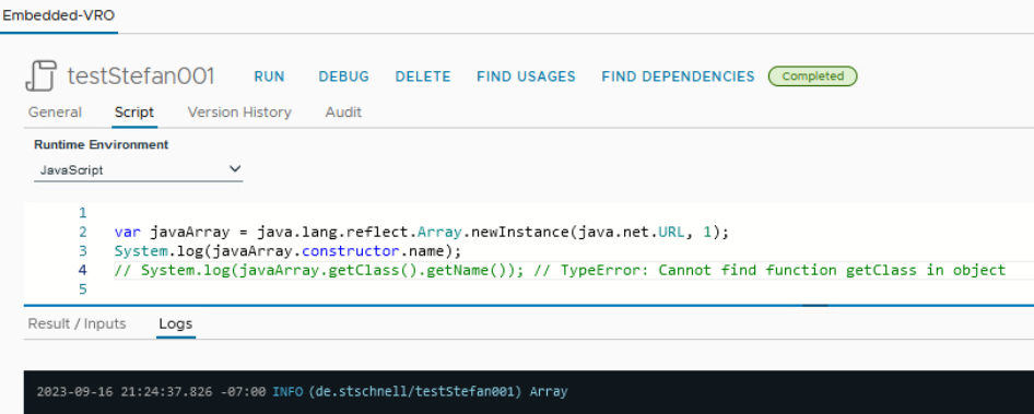 vmware aria automation action with type castings of java data types