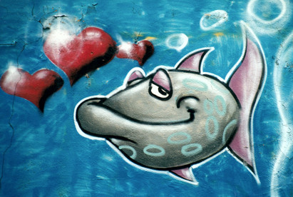 graffiti with a smiling fish