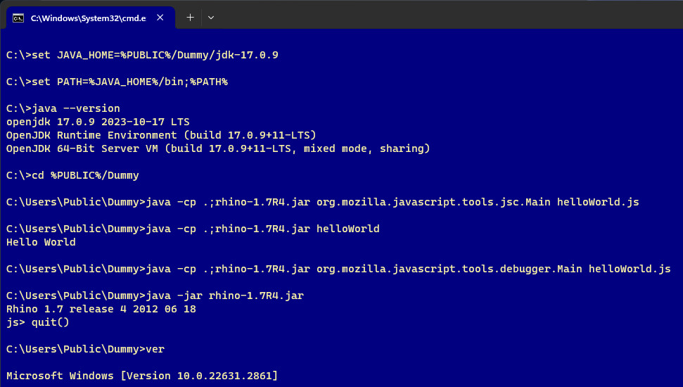 local simulation of javascript runtime environment in a virtual machine with windows