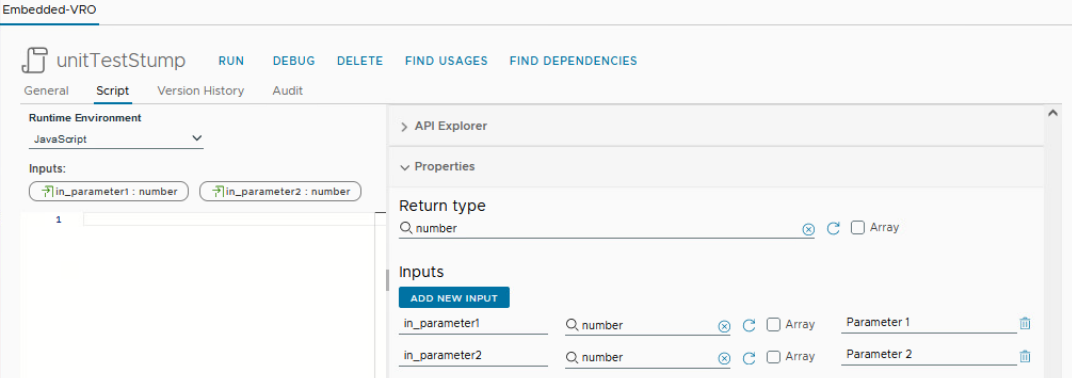 vcf automation action parameter definition