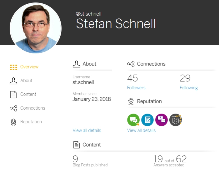 summary of sap community user st.schnell
